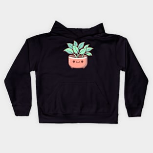 Cute Kawaii Houseplant in a Pot with Decorative Green Leaves | Design for Kawaii Lovers Kids Hoodie